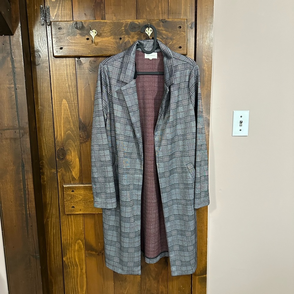 MELLODAY Long Plaid Blazer